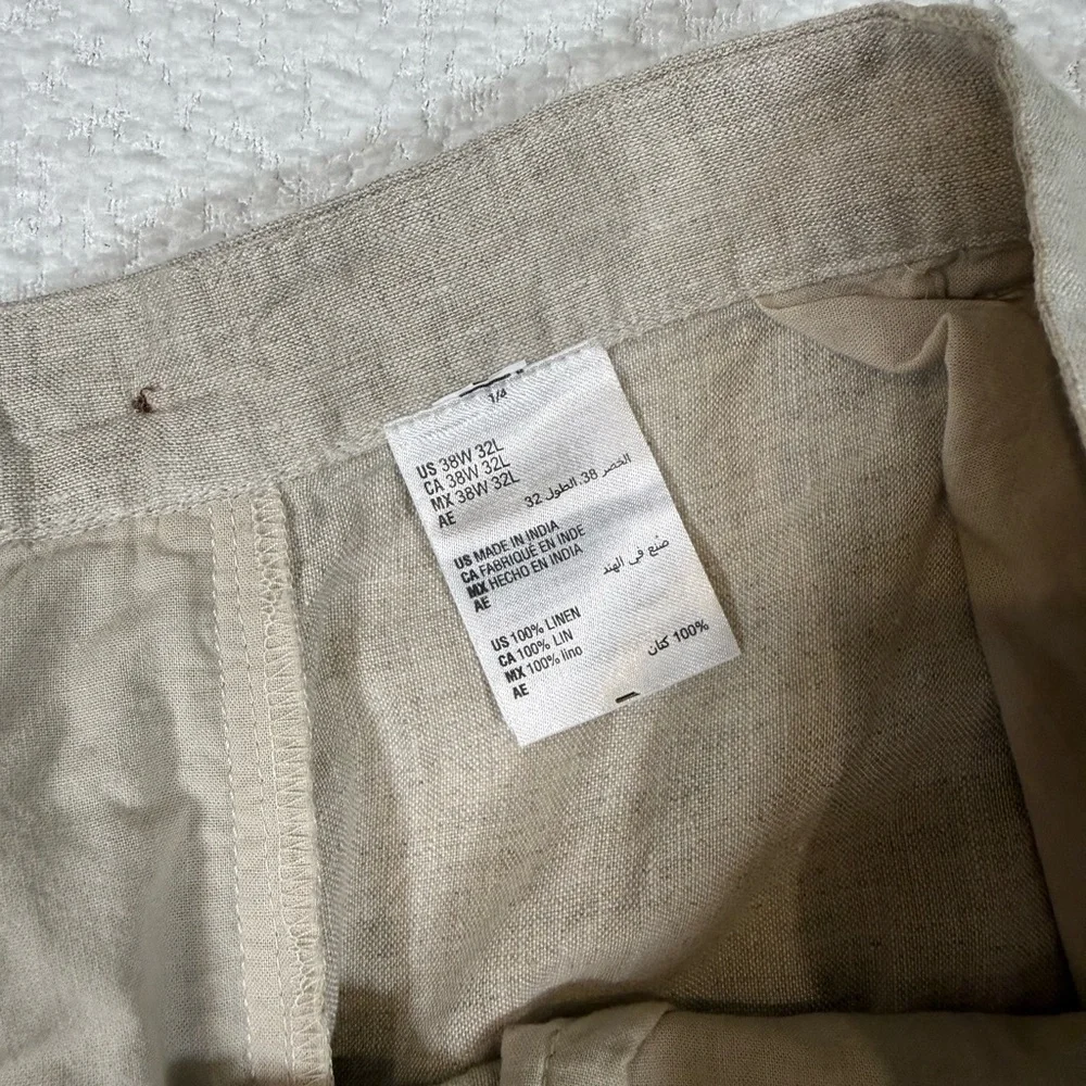 Club Room Men's 100% Linen Pants 38w/32L- sand